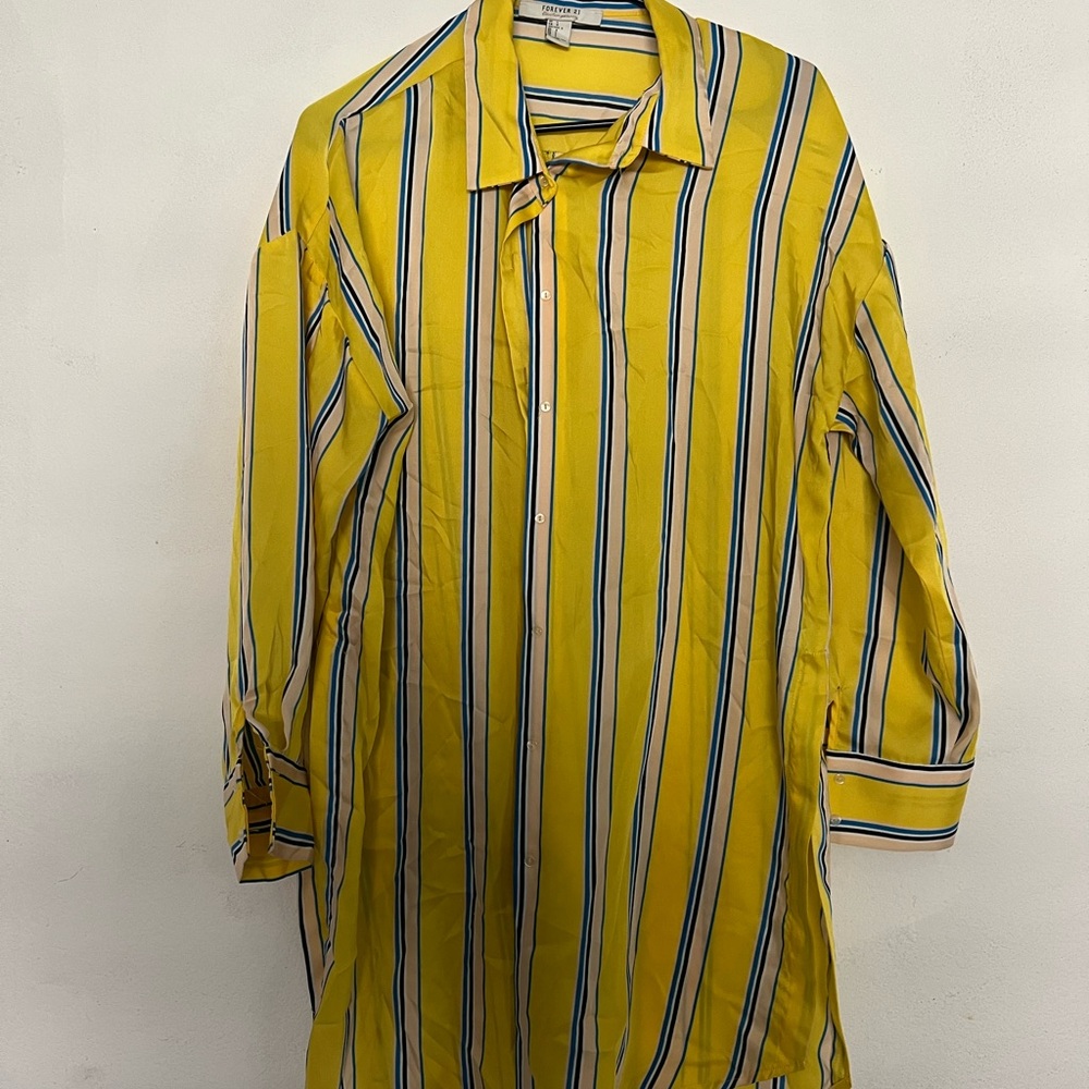 Forever 21 Bright Yellow Striped Shirt